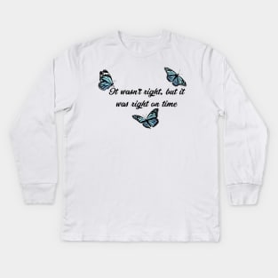 Right On Time Blue Butterflies Kids Long Sleeve T-Shirt